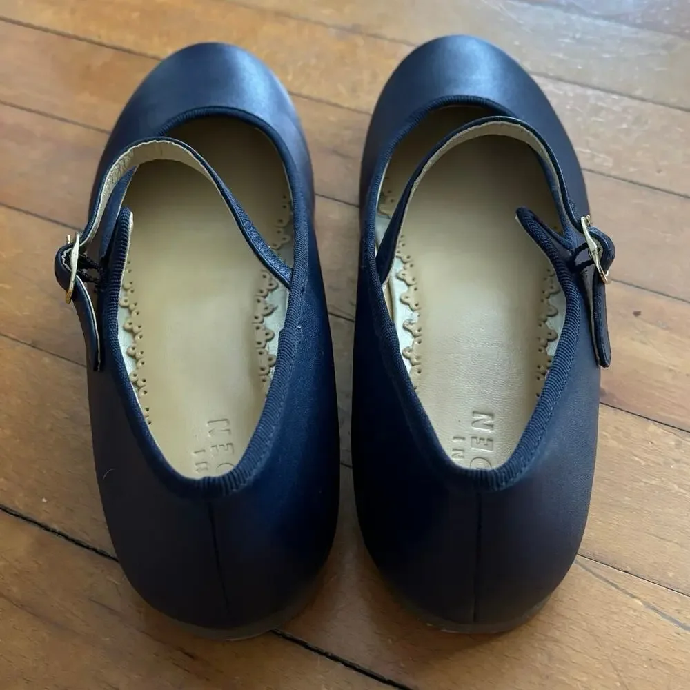 Mini Boden Size 37 US 6 Mary Jane Shoes Navy Blue Leather